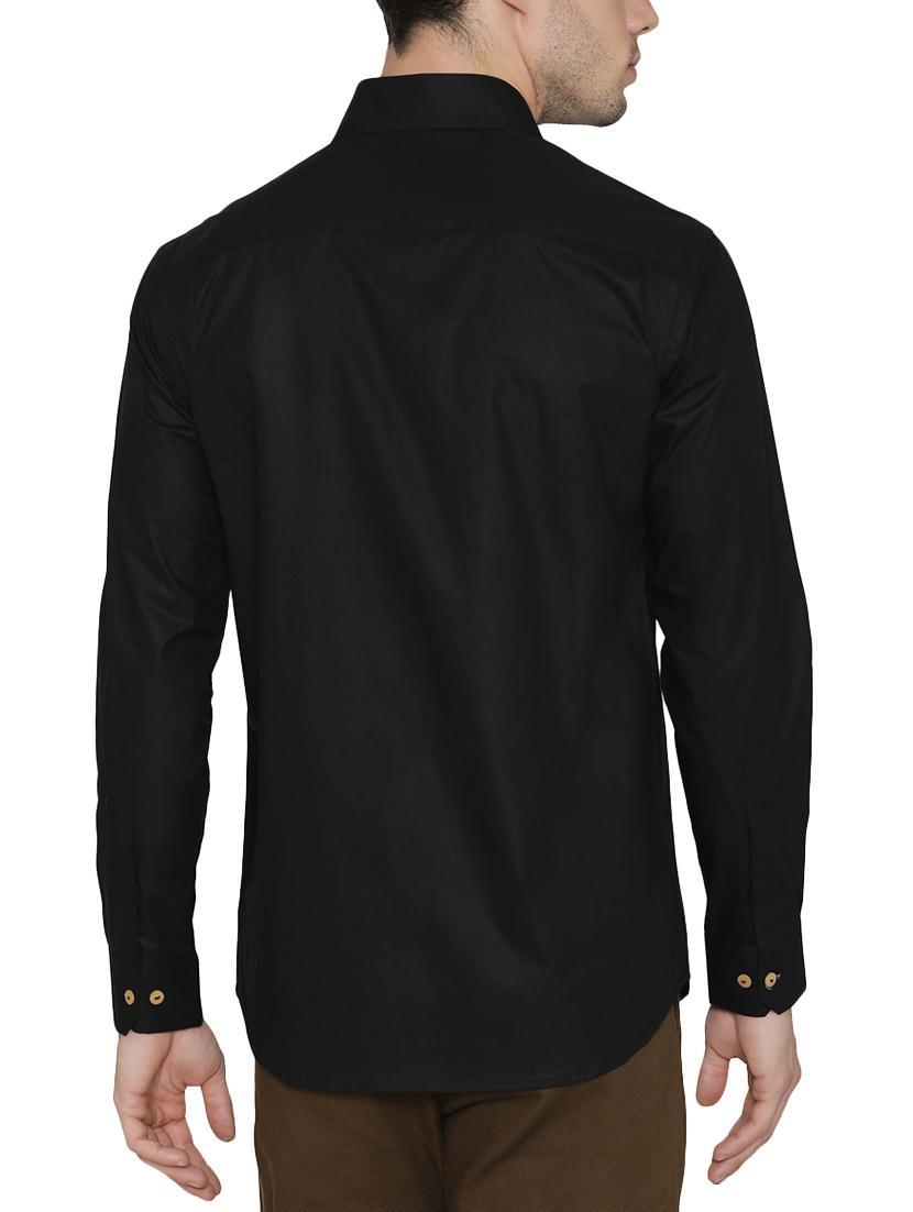 black cotton casual shirt - 14933268 - Zoom Image - 3