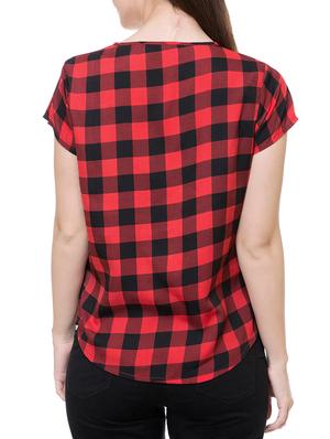 cap sleeved checkered top - 14933340 - Standard Image - 3