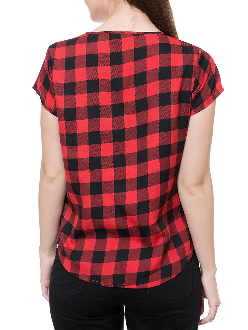 cap sleeved checkered top - 14933340 - Zoom Image - 3