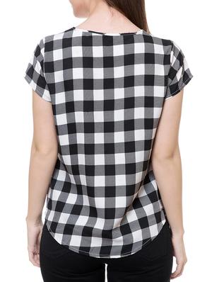 round neck checkered top - 14933343 - Standard Image - 3