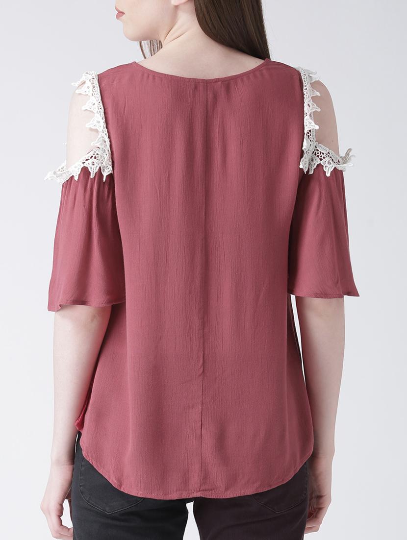 solid maroon rayon top - 14937696 - Zoom Image - 3