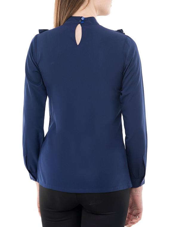 navy blue ruffled crepe top - 14937751 - Zoom Image - 3