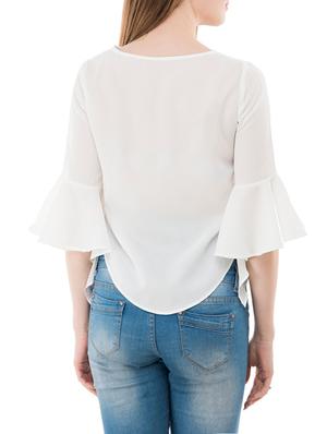 solid white crepe top - 14937755 - Standard Image - 3