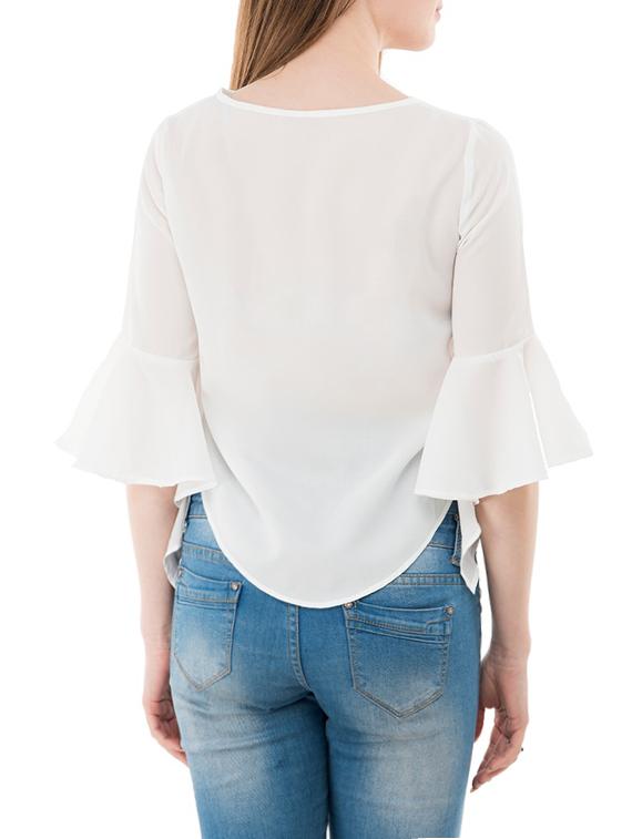 solid white crepe top - 14937755 - Zoom Image - 3