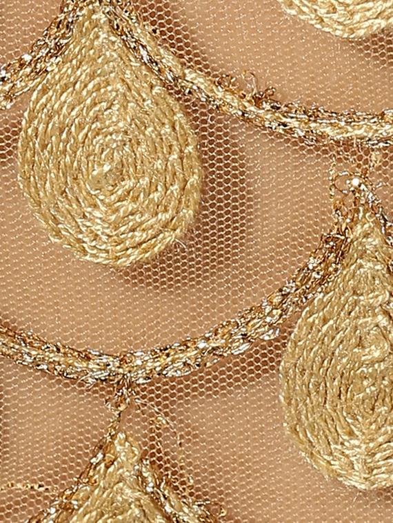 indian dobby golden velvet boat neck blouse. - 14937875 - Zoom Image - 6