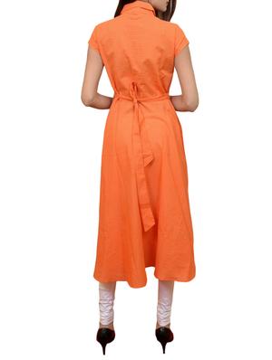 orange cotton flared kurta - 14938095 - Standard Image - 3