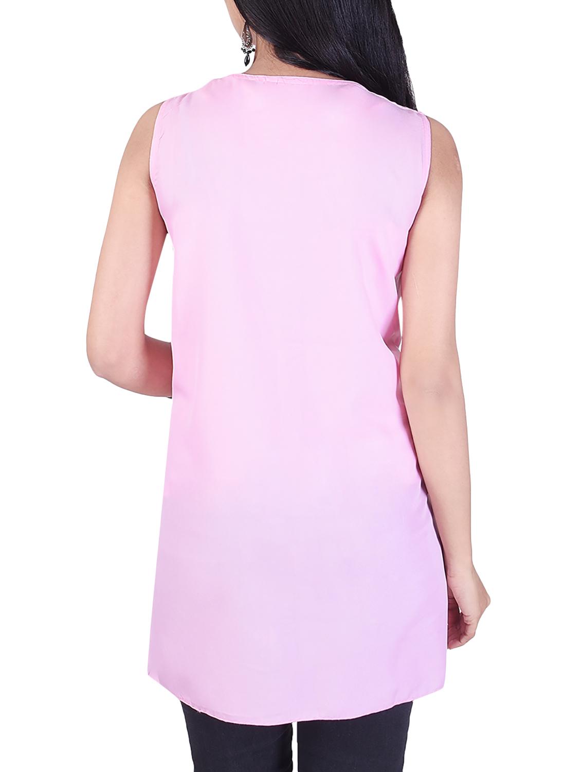 pink crepe straight kurti - 14942371 - Zoom Image - 3