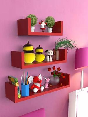 MDF Handicraft Wall Decor U-shaped Designer Wall Shelf Pack of 3 - 14944532 - Standard Image - 3