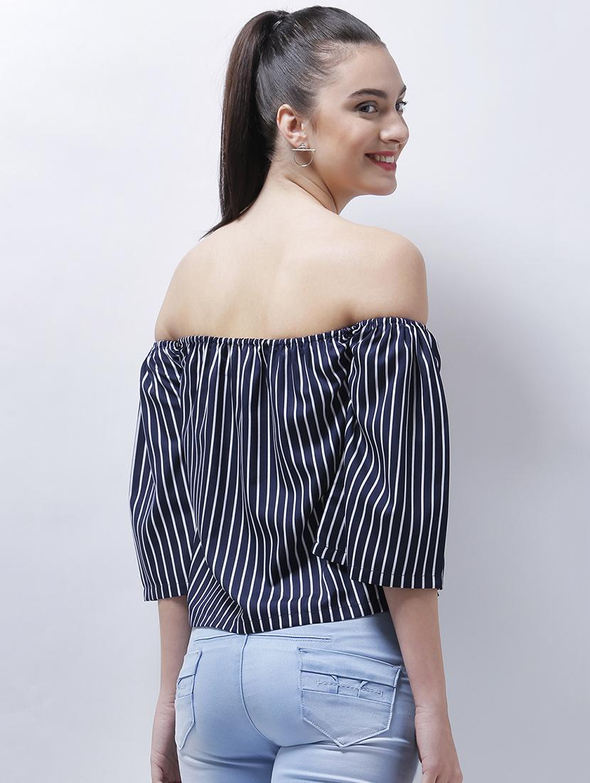 off shoulder striped top - 14946777 - Zoom Image - 3