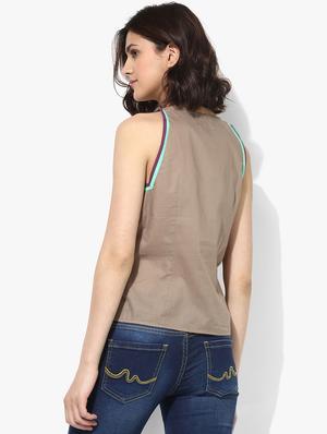 grass by gitika goyal solid brown cotton top - 14946945 - Standard Image - 3