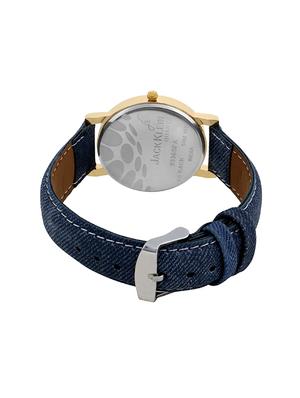 Jack Klein Stylish And Funky Golden Case Denim Finish Wrist Watch - 14948801 - Standard Image - 3