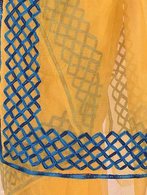 mustard kota cotton embroidered saree with blouse - 14953506 - Standard Image - 3
