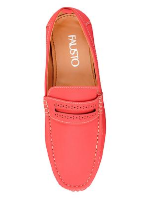 red leatherette slip on loafer - 14954385 - Standard Image - 3