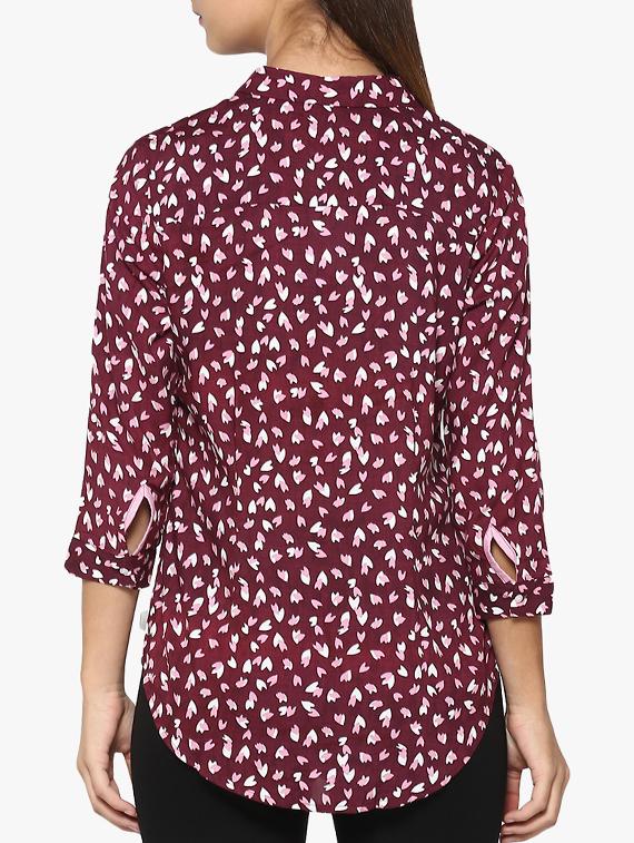 maroon printed cotton blend shirt - 14954892 - Zoom Image - 3