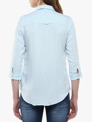 light blue cotton blend shirt - 14954925 - Standard Image - 3