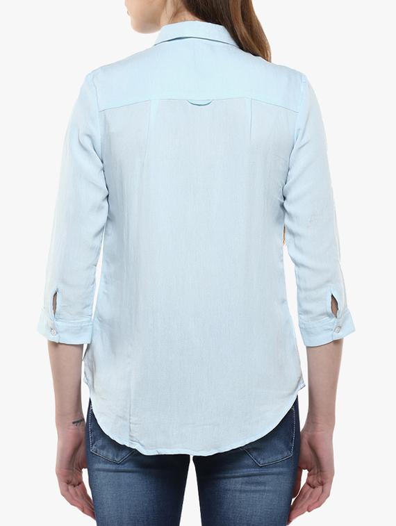 light blue cotton blend shirt - 14954925 - Zoom Image - 3