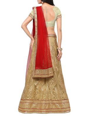 gold net embroidered panelled lehenga - 14959772 - Standard Image - 3