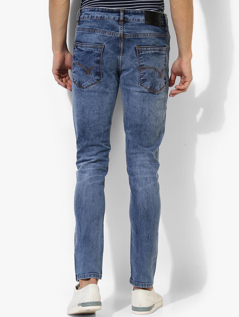 blue cotton blend distressed jeans - 14961749 - Zoom Image - 3