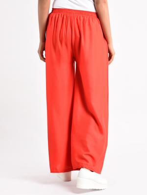 red solid cotton palazzo - 14961914 - Standard Image - 3