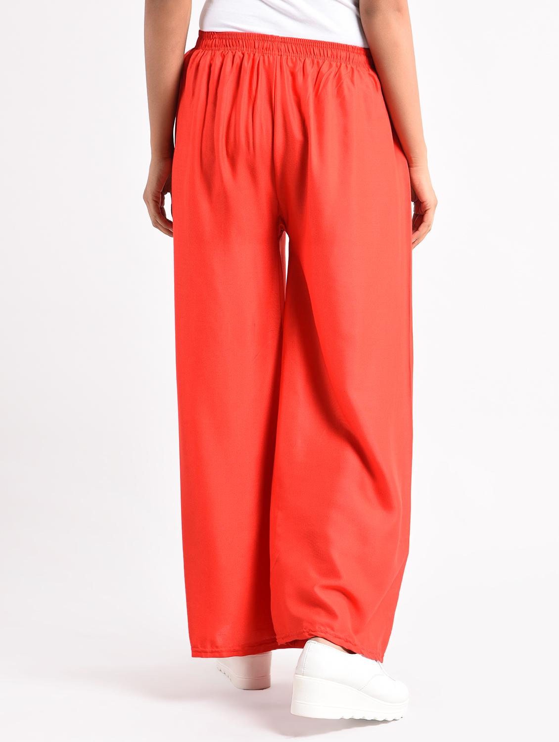 red solid cotton palazzo - 14961914 - Zoom Image - 3