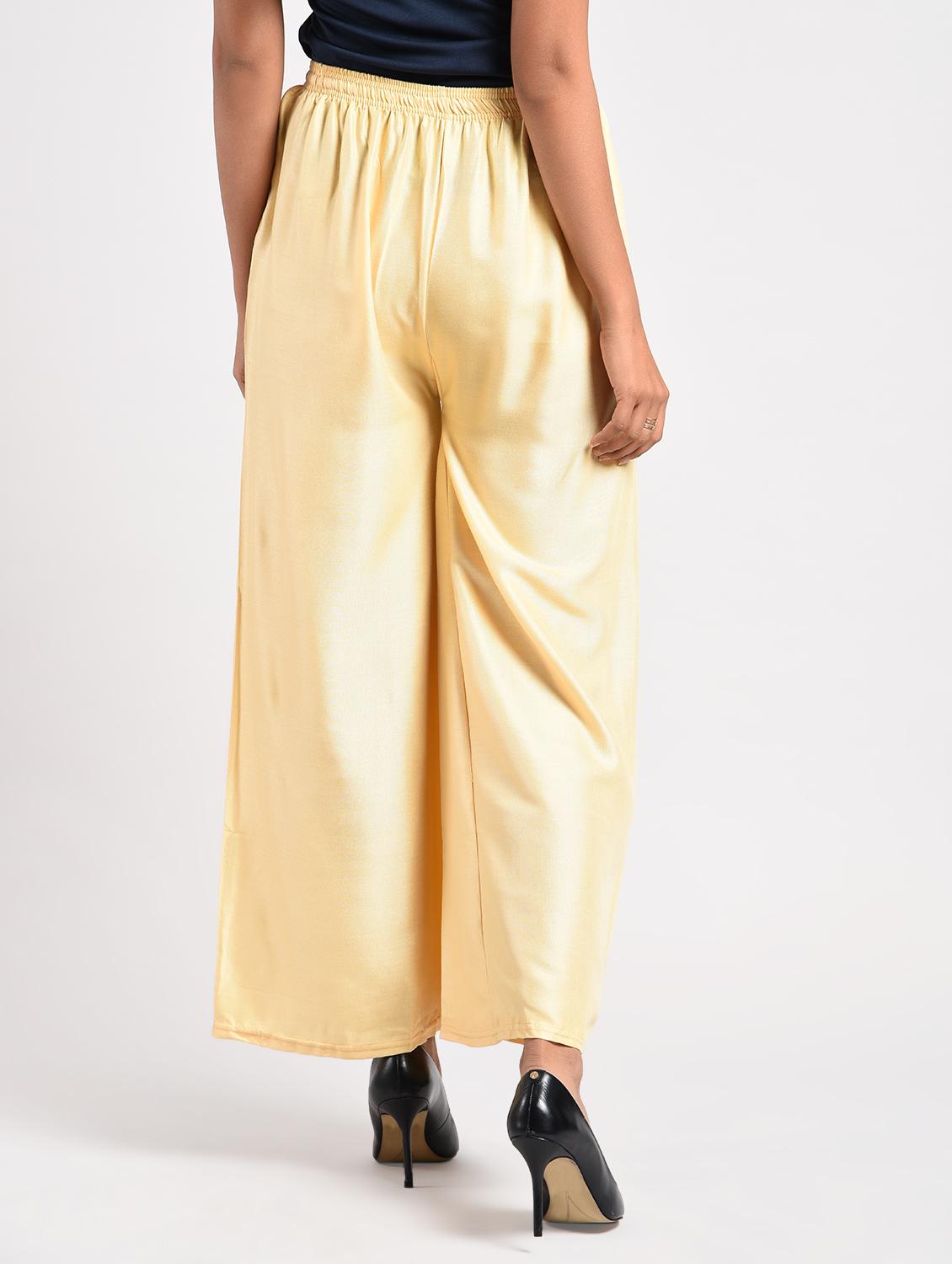 gold solid cotton palazzo - 14961917 - Zoom Image - 3