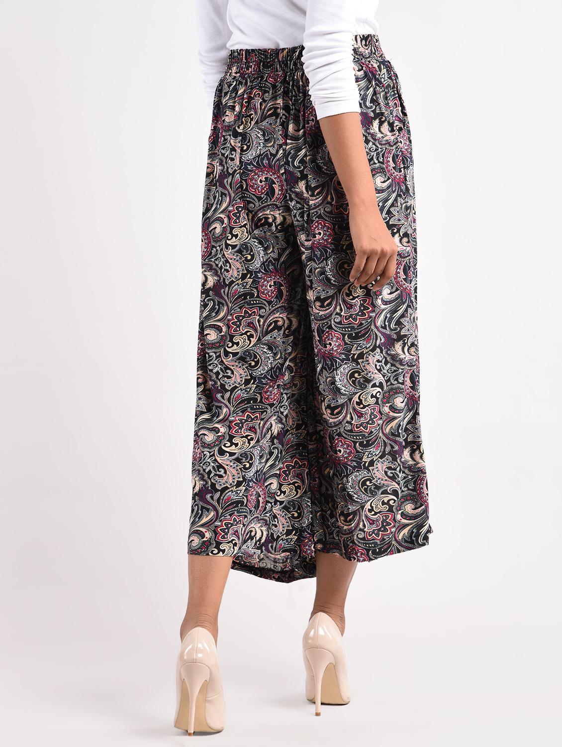 black printed rayon palazzo - 14961921 - Zoom Image - 3