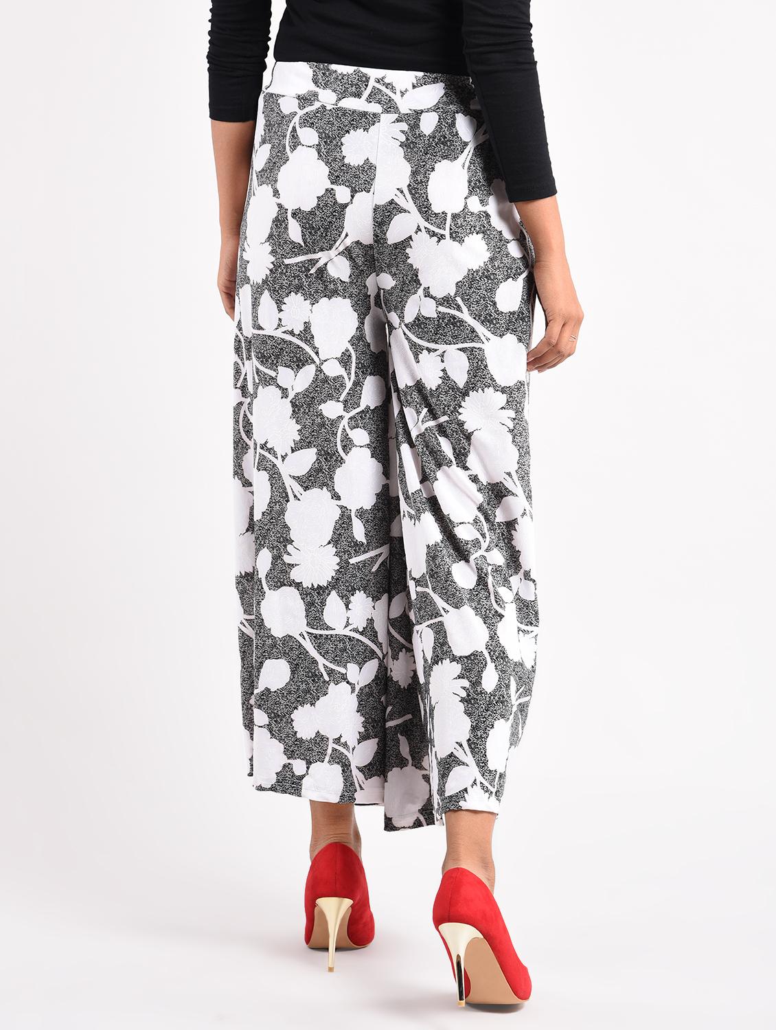 black printed georgette palazzo - 14961925 - Zoom Image - 3