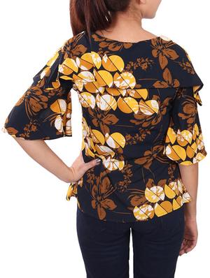 navy blue printed crepe top - 14963952 - Standard Image - 3