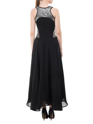black solid crepe gown dress - 14964138 - Standard Image - 3