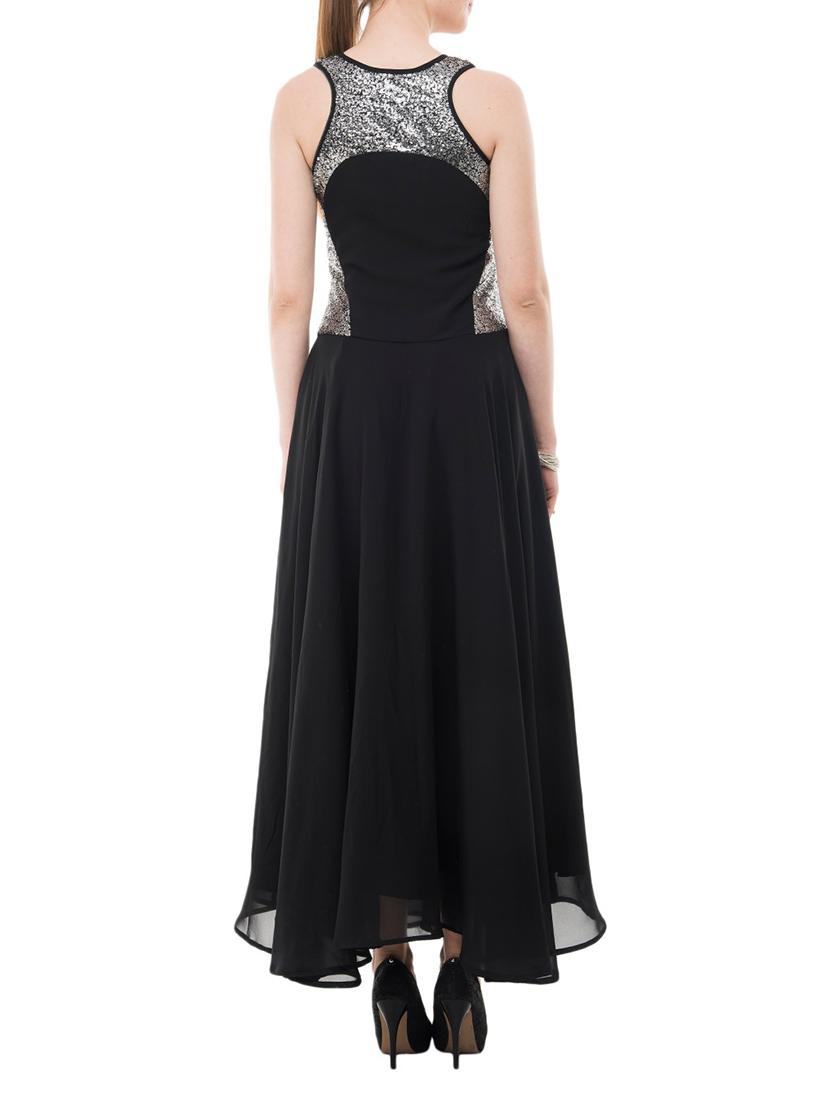 black solid crepe gown dress - 14964138 - Zoom Image - 3