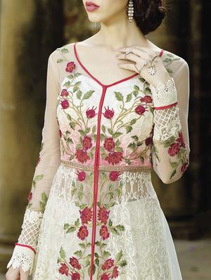 white net flared suits semistitched suit - 14965274 - Standard Image - 3