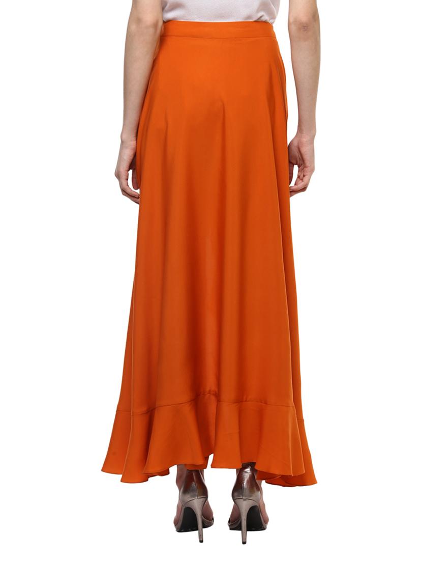 orange crepe ruffled palazzo - 14965348 - Zoom Image - 3