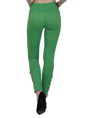 solid green cotton lycra jegging - 14965804 - Standard Image - 3