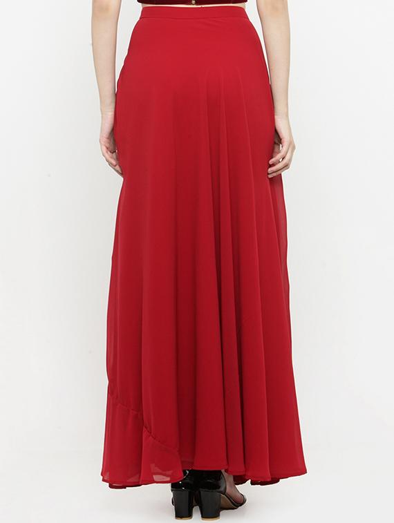 red georgette flared skirt - 14966349 - Zoom Image - 3