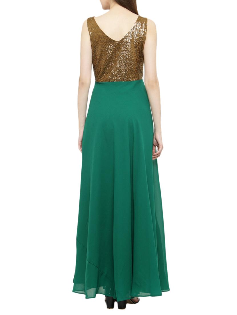 green georgette gown dress - 14966383 - Zoom Image - 3