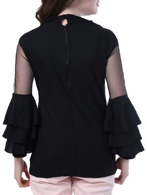 mesh insert layered bell sleeved top - 14967012 - Standard Image - 3