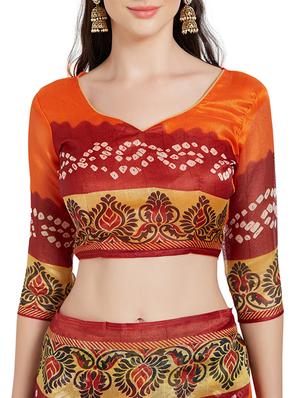 red bandhani saree with blouse - 14967421 - Standard Image - 3