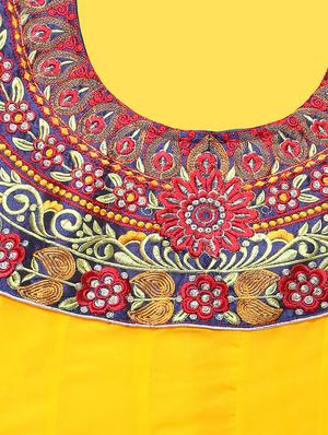 yellow chiffon anarkali suits unstitched suit - 14967718 - Standard Image - 3