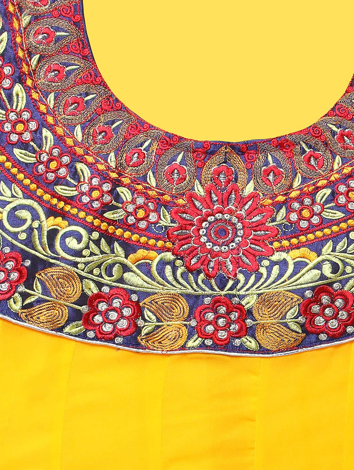 yellow chiffon anarkali suits unstitched suit - 14967718 - Zoom Image - 3