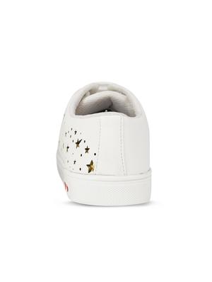 white leatherette laceup sneakers - 14968310 - Standard Image - 3