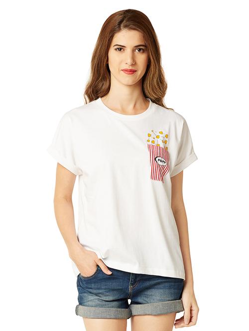 white printed cotton tee - 14970071 - Very Small Image - 1