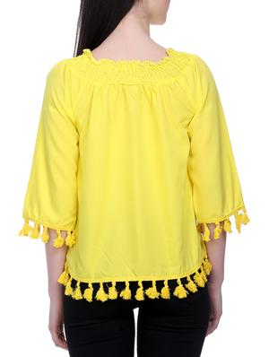 solid yellow laced top - 14970832 - Standard Image - 3