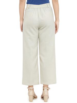 beige solid pleated trouser - 14972293 - Standard Image - 3