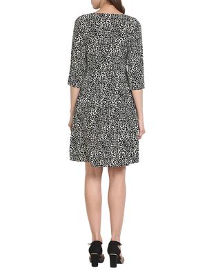 black printed fit& flare dress - 14972912 - Standard Image - 3