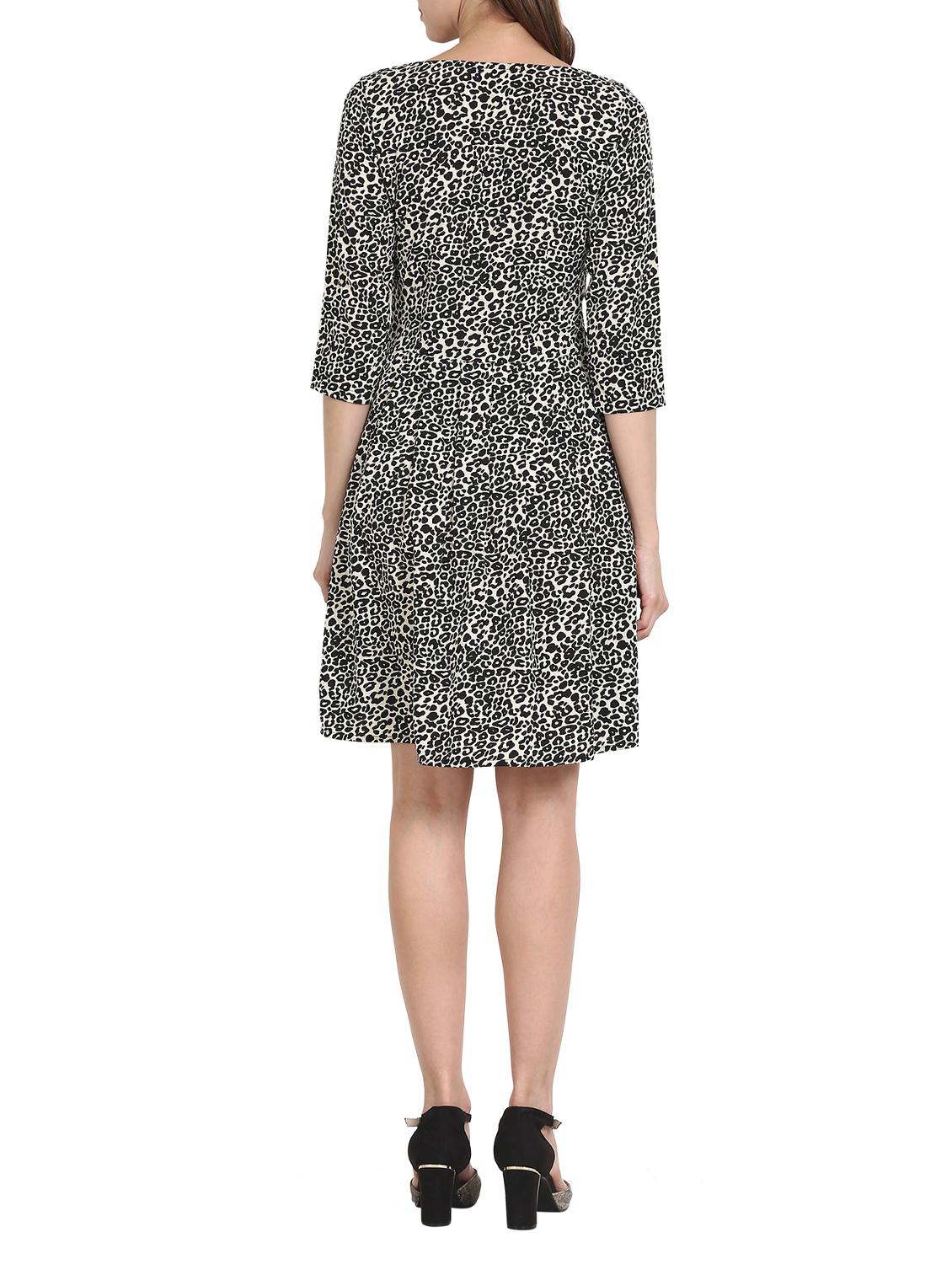 black printed fit& flare dress - 14972912 - Zoom Image - 3