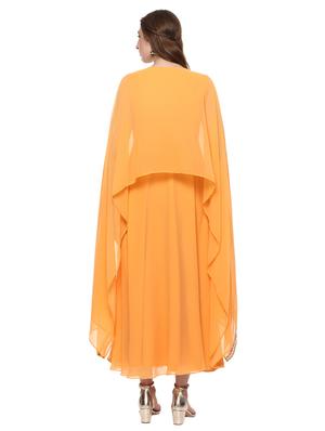 yellow georgette flared kurta - 14973660 - Standard Image - 3