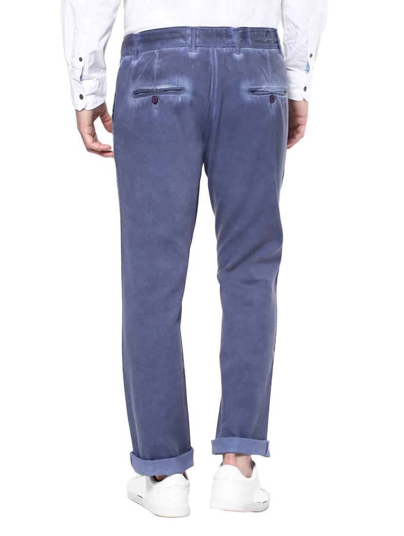 blue cotton flat front casual trouser - 14973965 - Zoom Image - 3