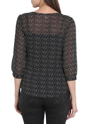 black printed chiffon top - 14974004 - Standard Image - 3