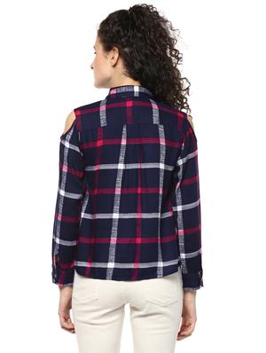 blue checkered rayon shirt - 14980416 - Standard Image - 3