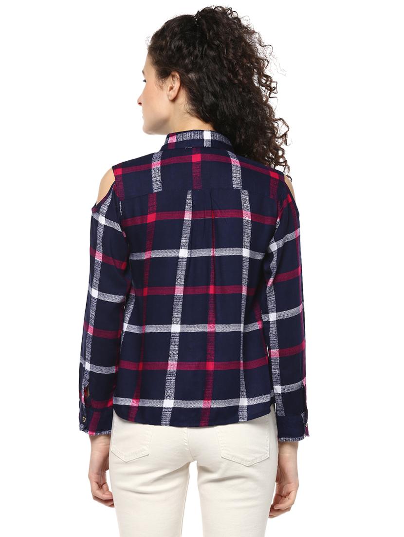 blue checkered rayon shirt - 14980416 - Zoom Image - 3